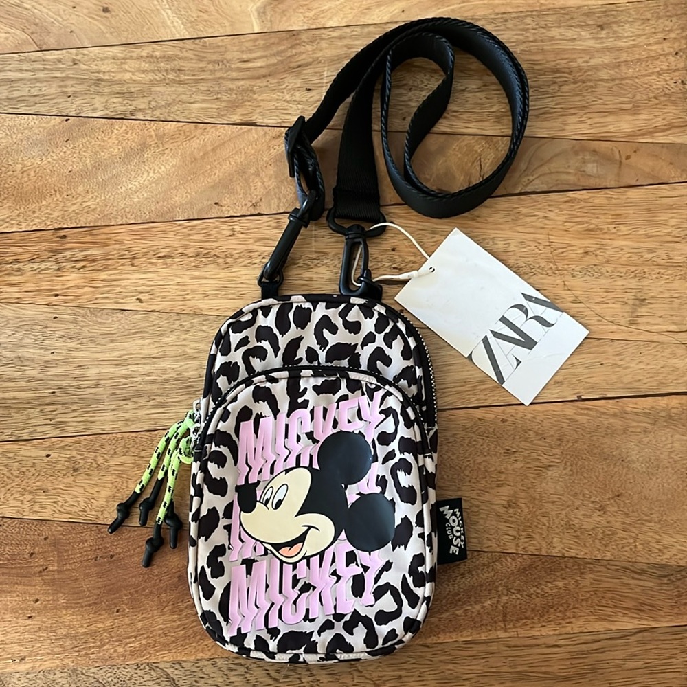 NWT ZARA x DISNEY MICKEY MOUSE 100th ANNIVERSARY ANIMAL PRINT  CROSSBODY BAG